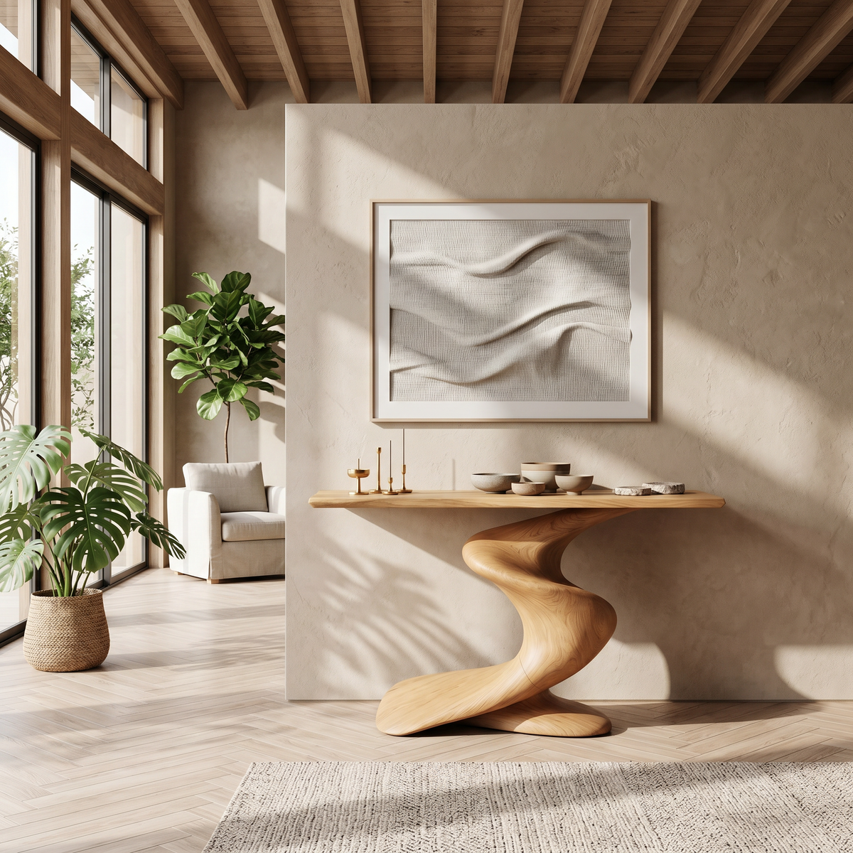 Handcrafted Wood Console Table Furniture Decor - Image 5