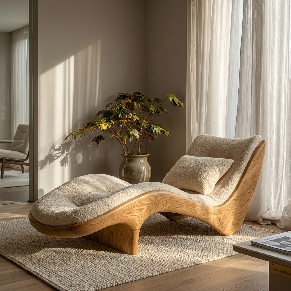 Organic Modern Natural Wood Lounge Chair For Reading Nook - Image 5