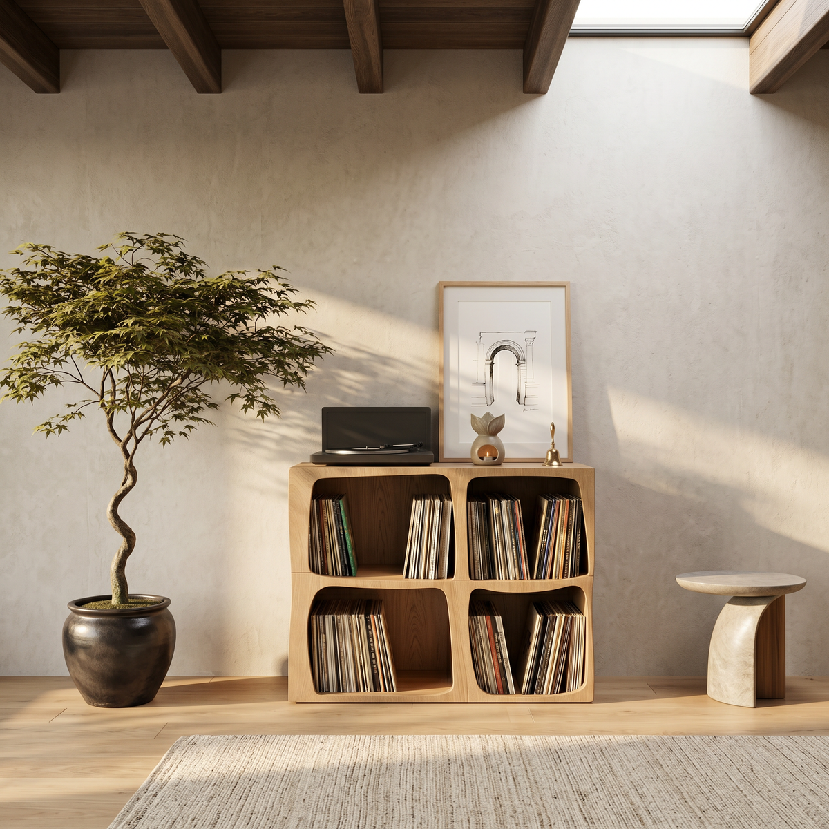 Mid Century Live Edge Record Stand Modern Living Room - Image 5