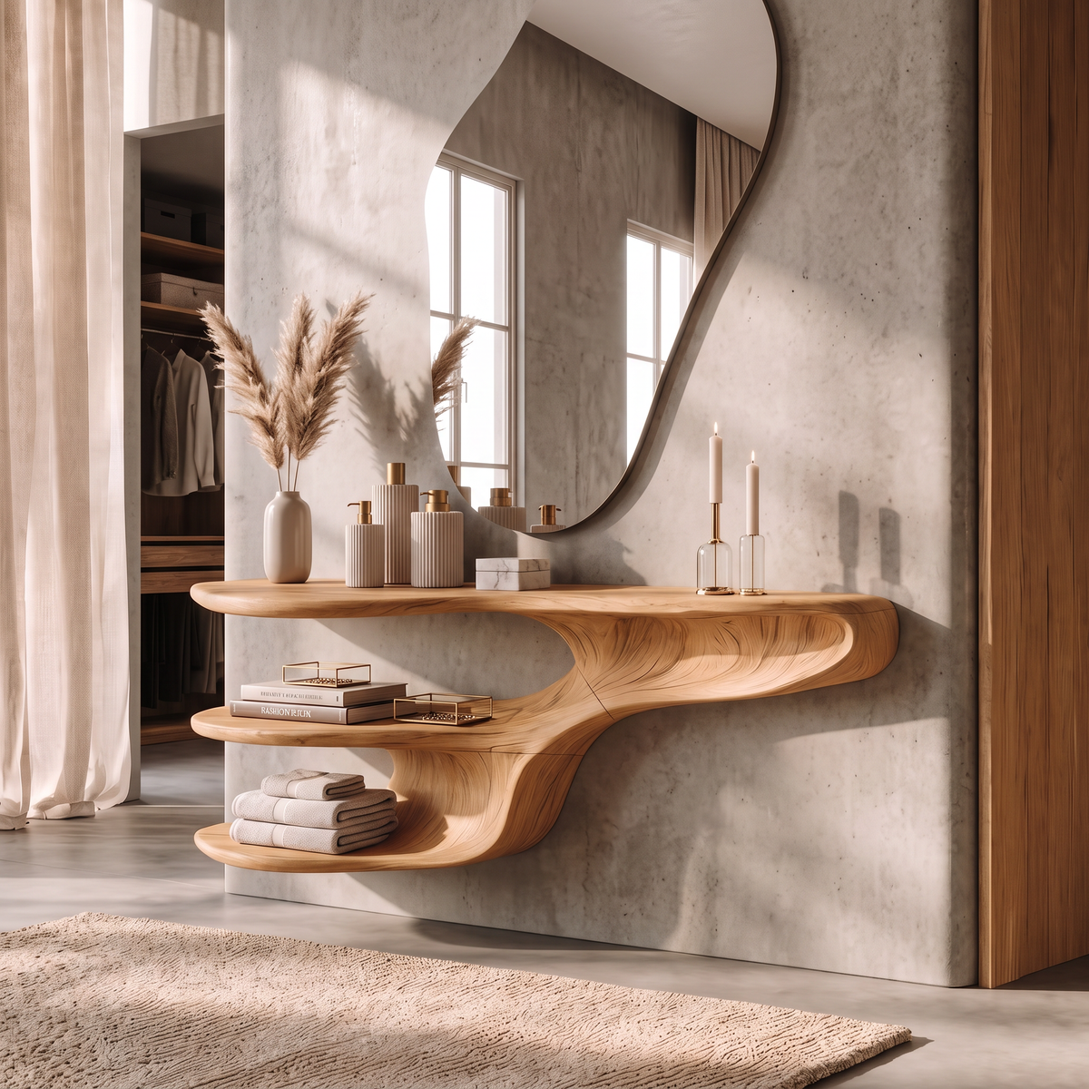 Rustic Solid Wood Vanity For Bedroom Makeup Organization - Image 5