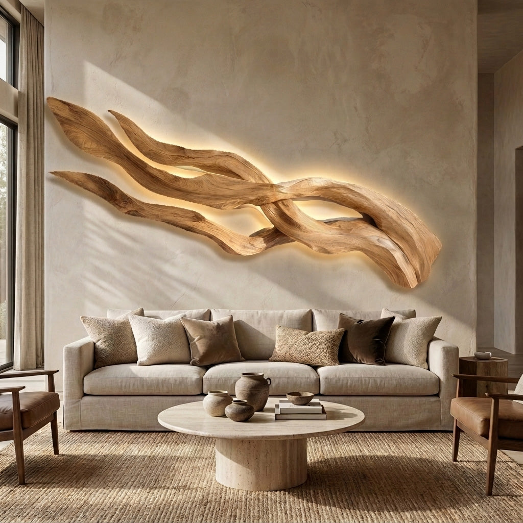 Contemporary Sculptural Wood Wall Art For Home Style - Image 5