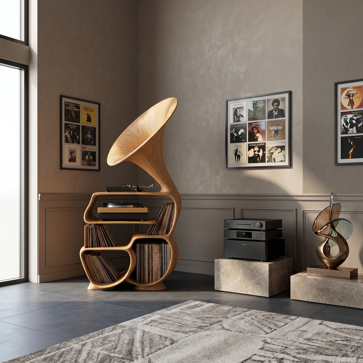 Mid Century Record Player Stand For Bedroom Decor - Image 5