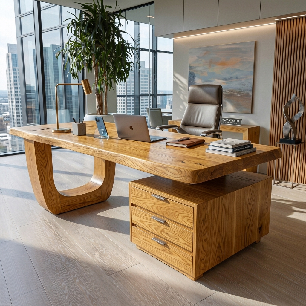 Minimalist Wooden Desk With Drawers For Home Workspace - Image 5