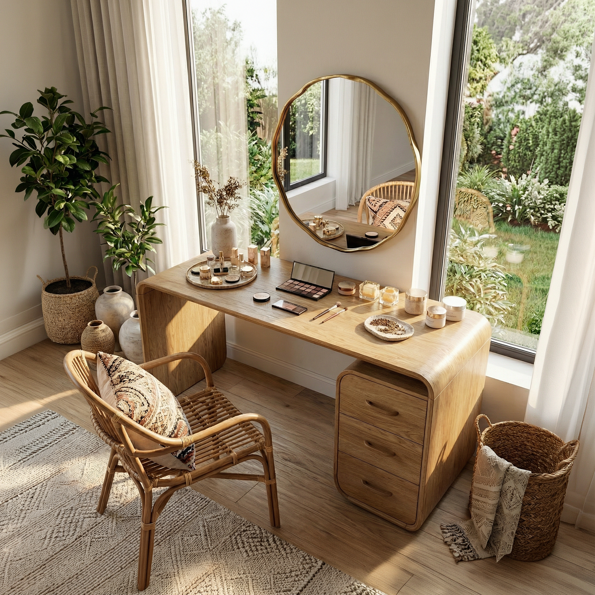 Japandi Vanity Table Walk In Closet Makeup Area Dressing Space - Image 5