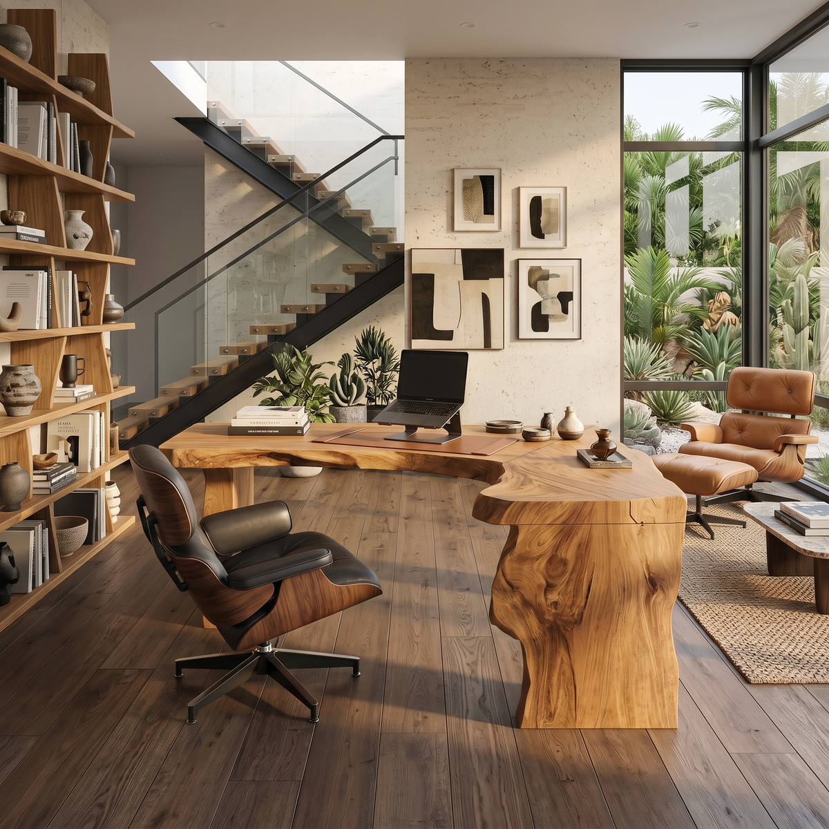 Rustic Live Edge L Shaped Desk For Home Workspace - Image 7