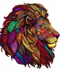 Majestic Lion Wooden Jigsaw Puzzle – Unique Shaped Pieces for Adults