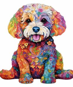 Bichon Frisé Dog Wooden Jigsaw Puzzle – Unique Shaped Pieces for Adults