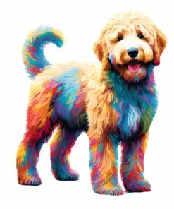 Goldendoodle Dog Wooden Jigsaw Puzzle – Unique Shaped Pieces for Adults