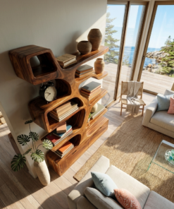 Alternative view of Contemporary Wooden Bookshelf Sculpted Design For Living Space