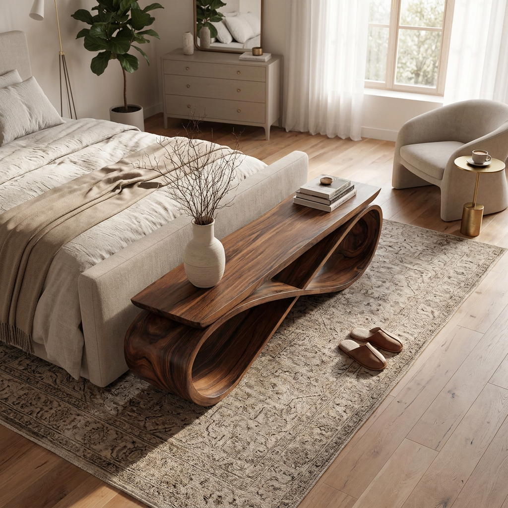 Infinity Loop Sculptural Bench For Entryway Or Living Room - Image 3
