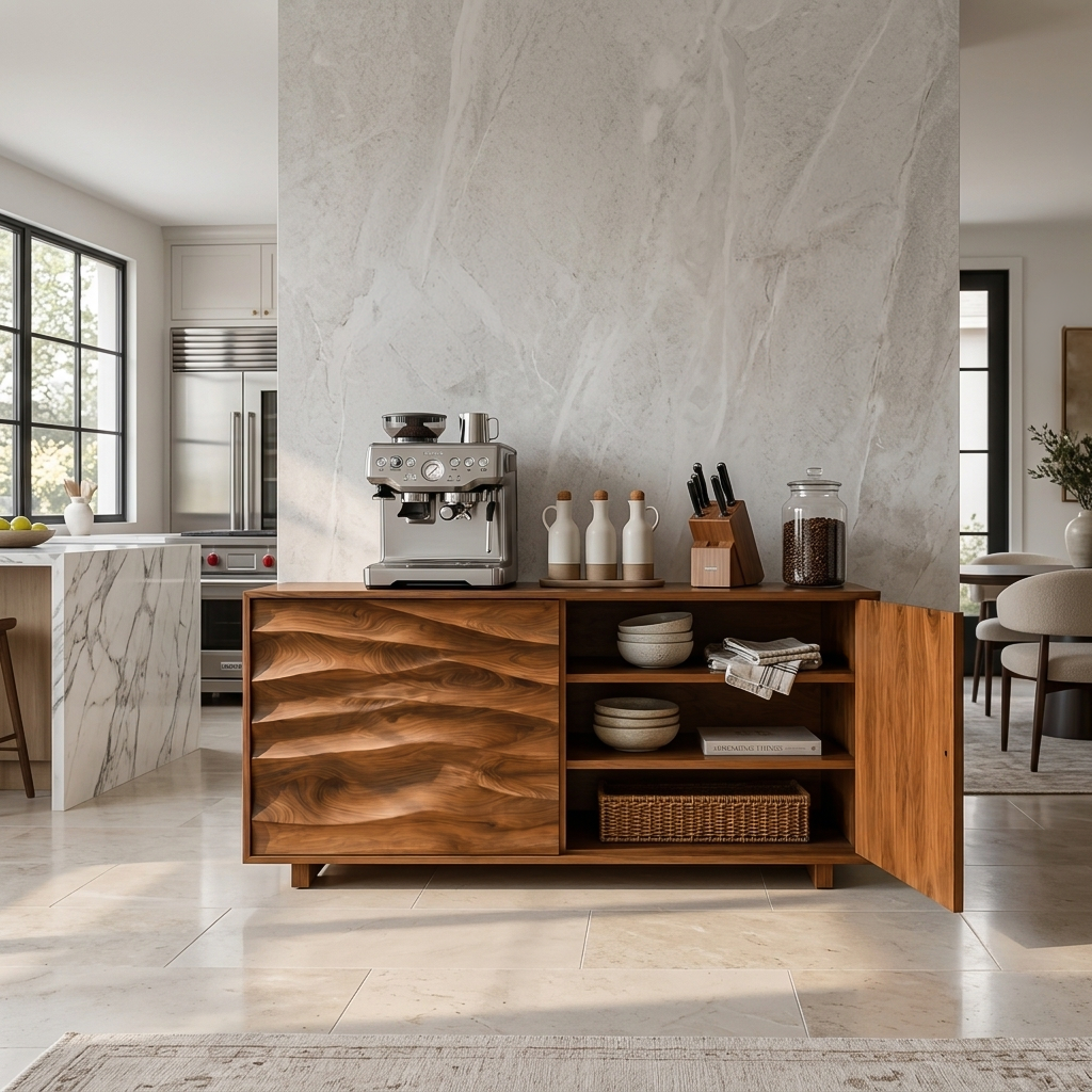 Modern Organic Wave Carved Sideboard For Festive Home Decor - Image 5