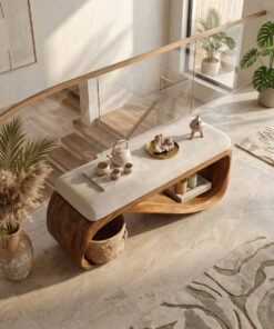 Alternative view of Mid Century Wooden Bench For End-of-Bed Placement