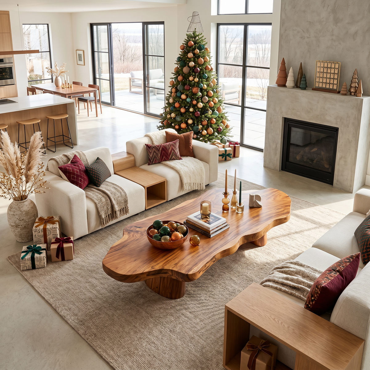 Mid Century Rustic Live Edge Coffee Table For Holiday Furniture - Image 2