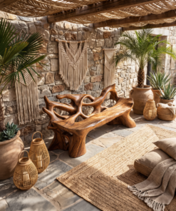 Alternative view of Farmhouse Wooden Bench For Weather Resistant Patio Decor