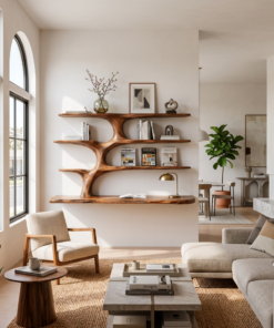 Alternative view of Wooden Wall Mounted Desk With Multi Shelves For Study Room