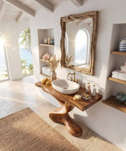 Alternative view of Farmhouse Solid Wood Vanity For Natural Bathroom