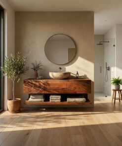 Alternative view of Mid Century Wooden Floating Bathroom Vanity For Bathroom