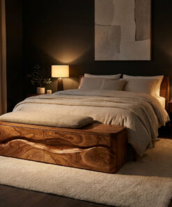 Alternative view of Modern Natural Wood Storage Bench For End Of Bed