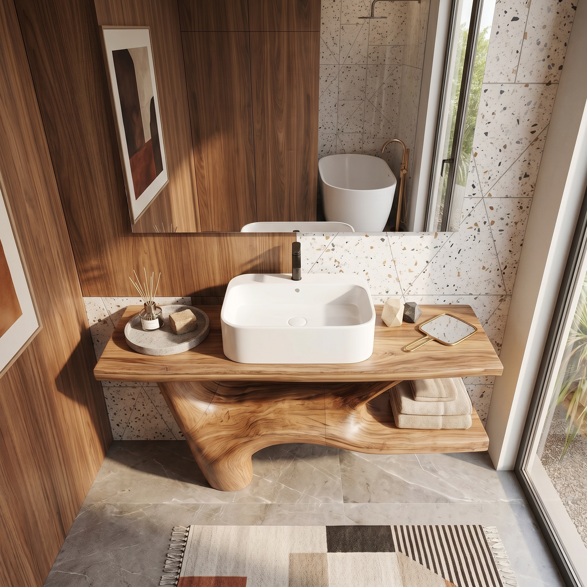 Handcrafted Solid Wood Vanity For Natural Interiors - Image 2