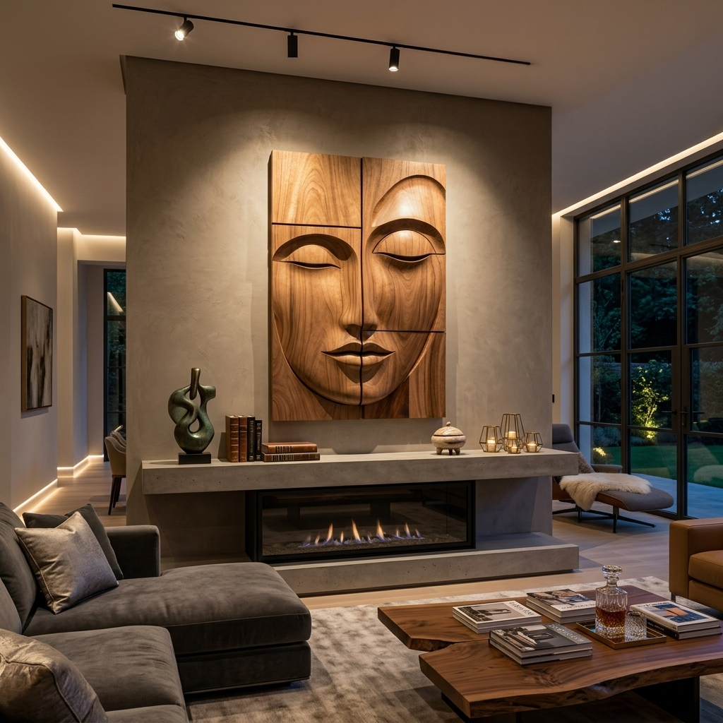 Modern Buddha Face Wall Art Living Room Entryway - Image 2