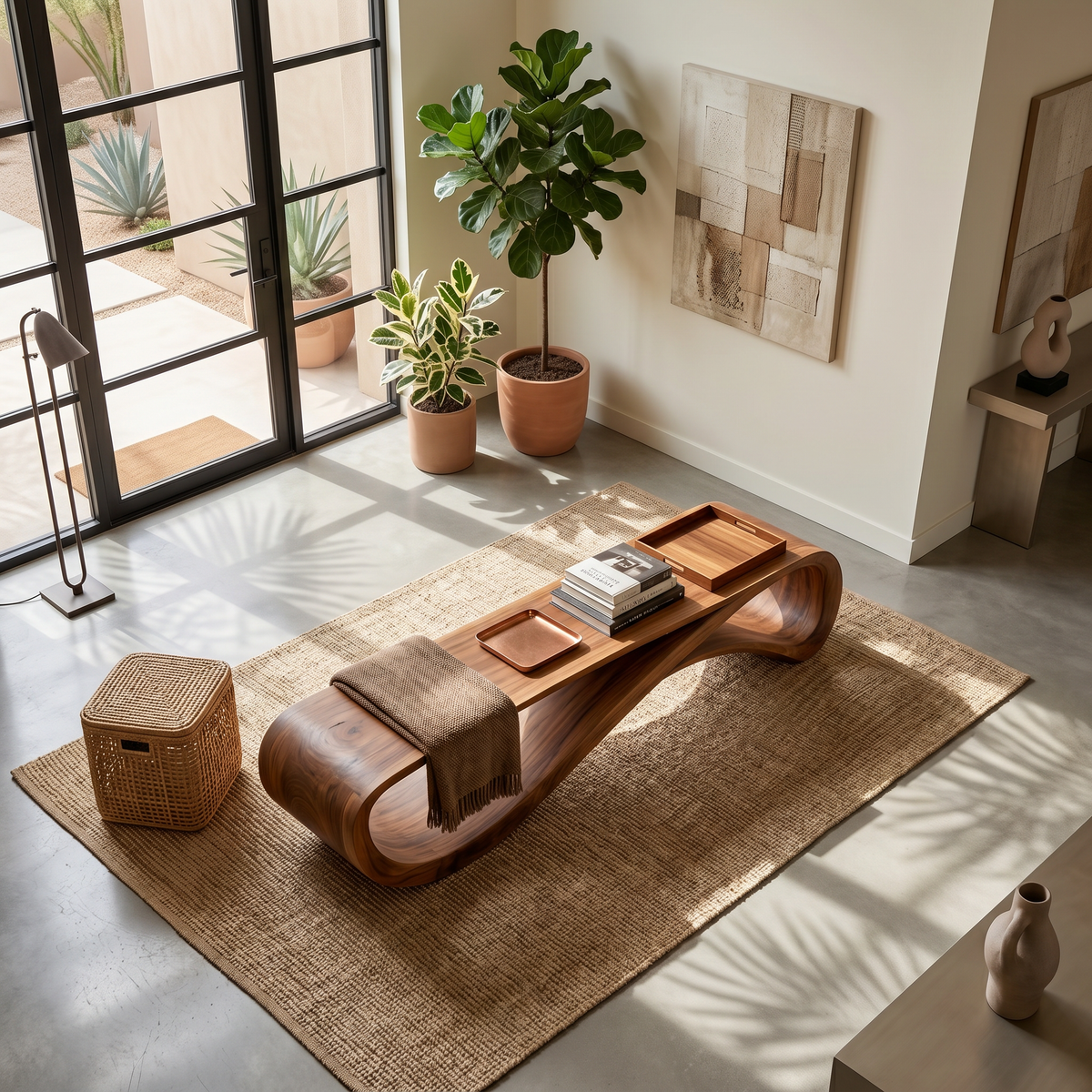 Contemporary Bench With Wave Shape For Living Room - Image 3