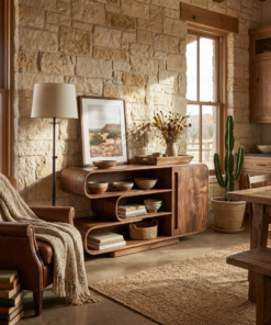 Alternative view of Modern Sideboard With Rounded Corners And Shelves For Living Room