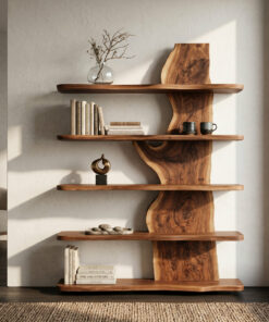 Alternative view of Handcrafted Natural Wood Standing Shelf For Home Storage