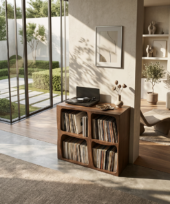 Alternative view of Mid Century Live Edge Record Stand Modern Living Room