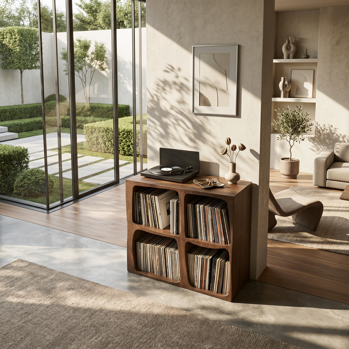 Mid Century Live Edge Record Stand Modern Living Room - Image 2
