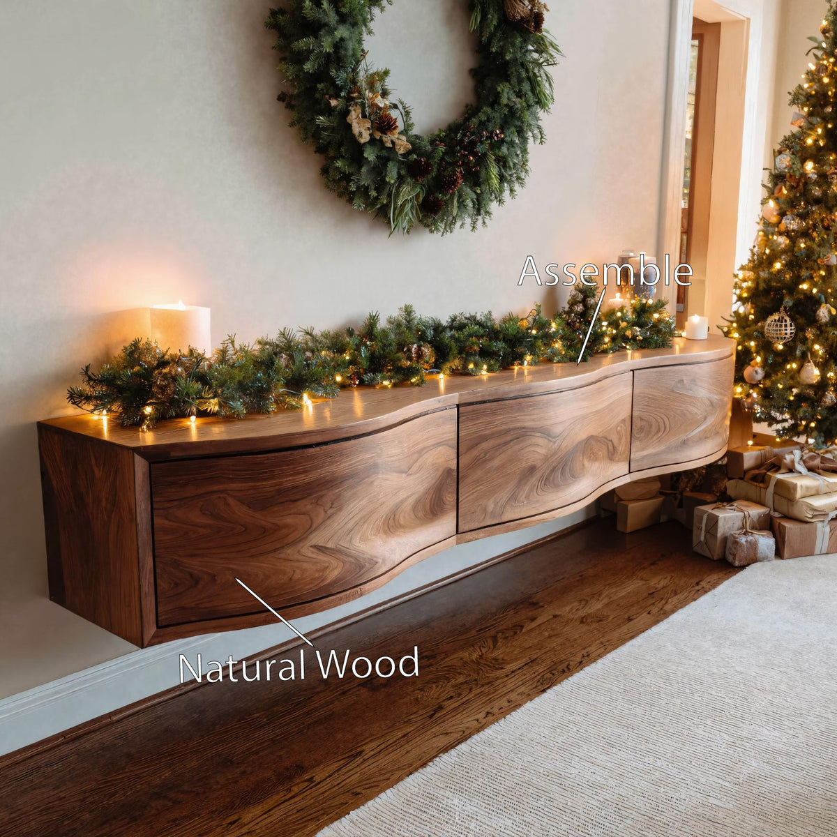 Modern Floating TV Shelf For Holiday Decoration - Image 6