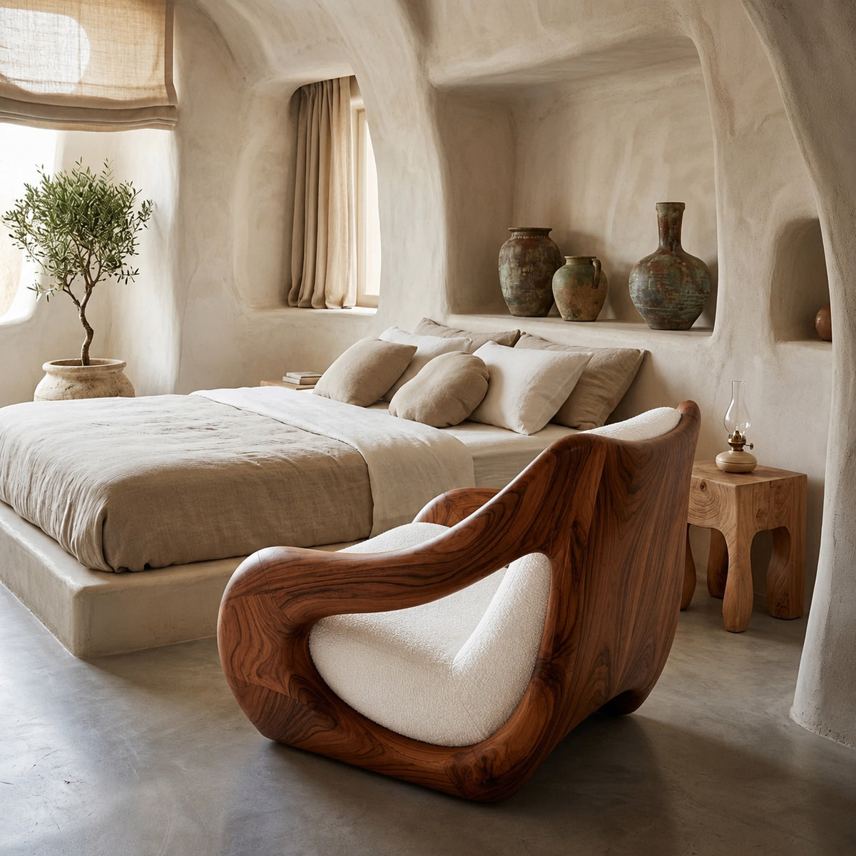Sculptural Natural Wood Chair For Artistic Living Space - Image 3