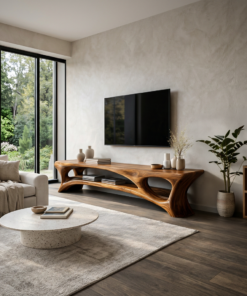 Alternative view of Organic Wood TV Stand With Open Shelf For Living Space
