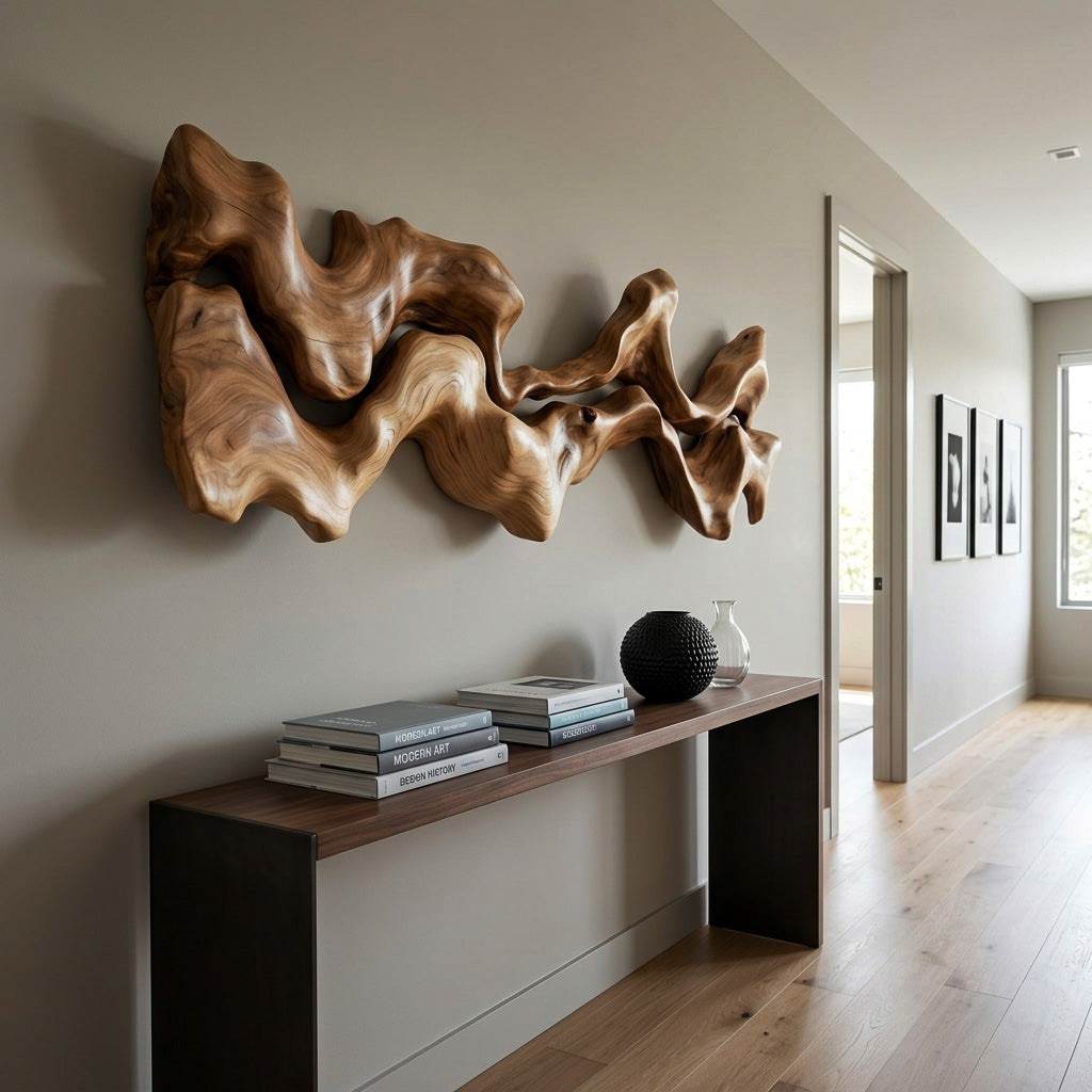 Organic Carved Wall Art Sculpture For Living Room - Image 3