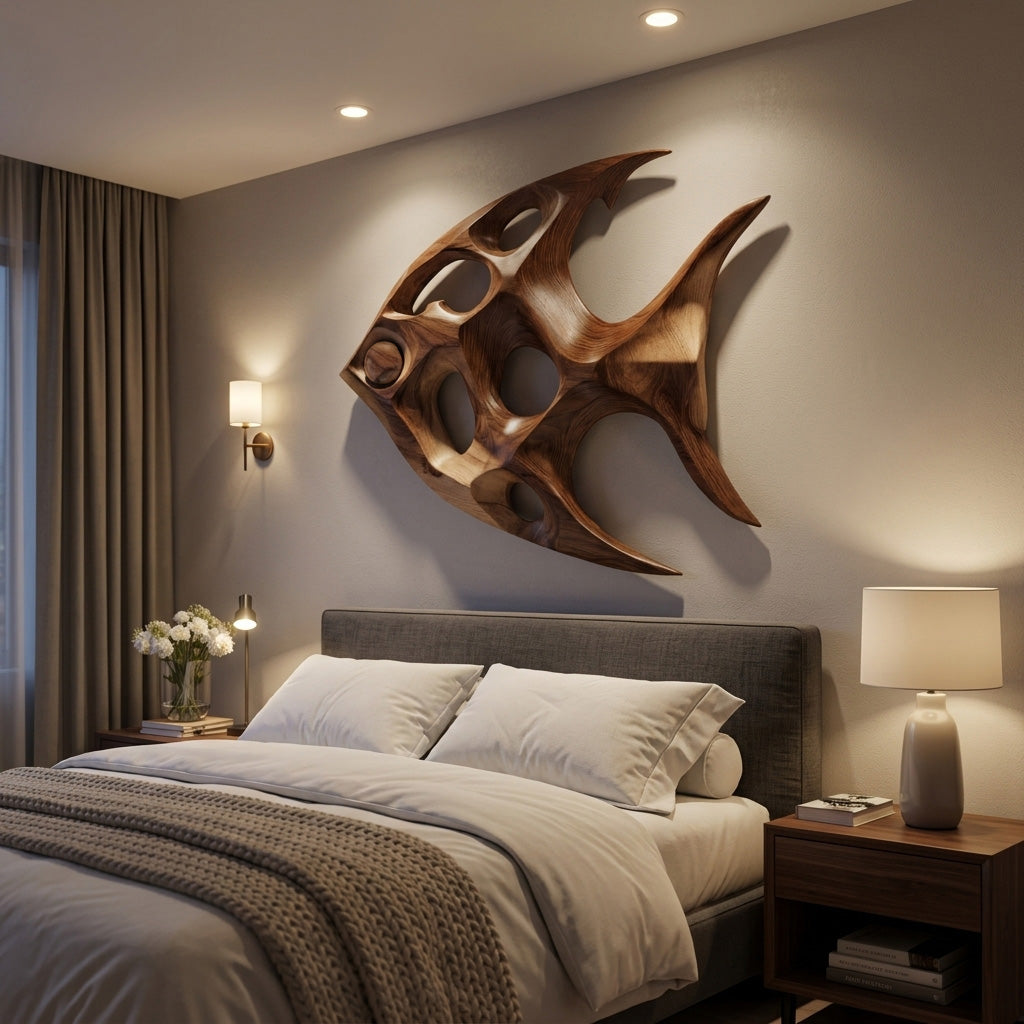 Artistic Sculptural Wall Art Fish-Inspired For Living Room - Image 2