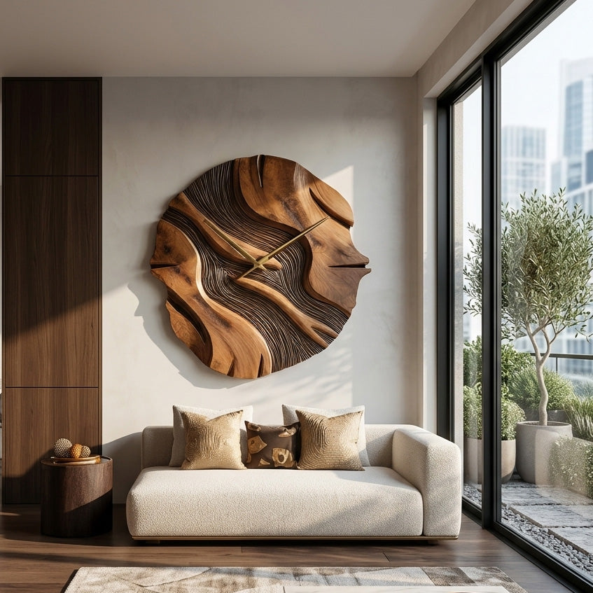 Organic Sculptural Wooden Wall Clock For Living Room - Image 2