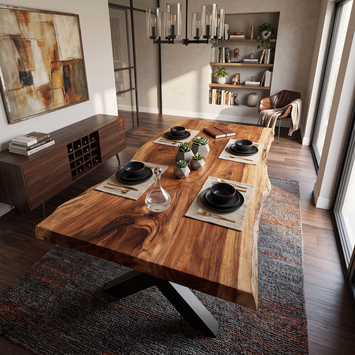 Kitchen Decor Handcrafted Live Edge Dining Table Premium - Image 2