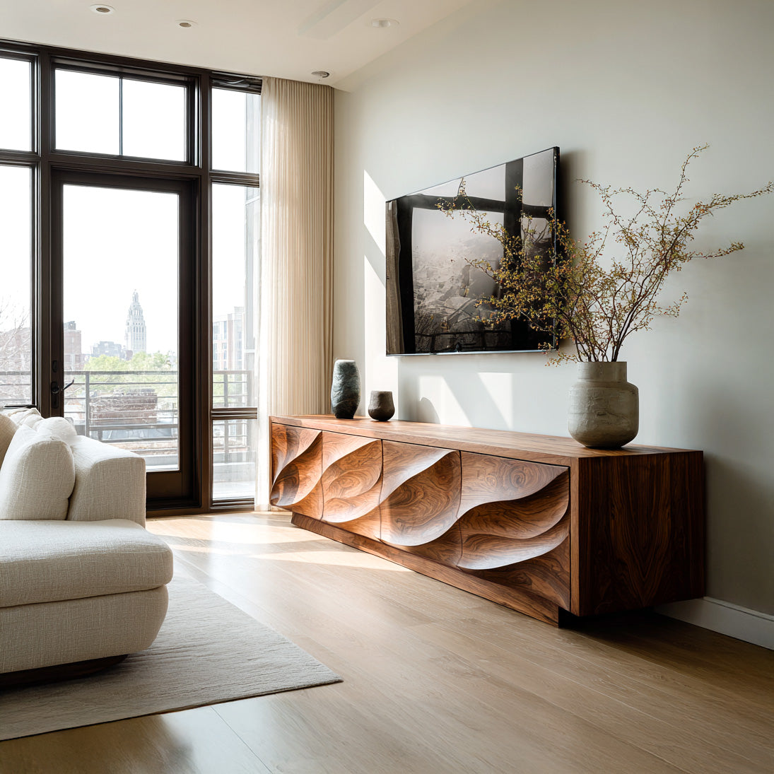 Modern Organic Wood TV Cabinet For Living Room - Image 7