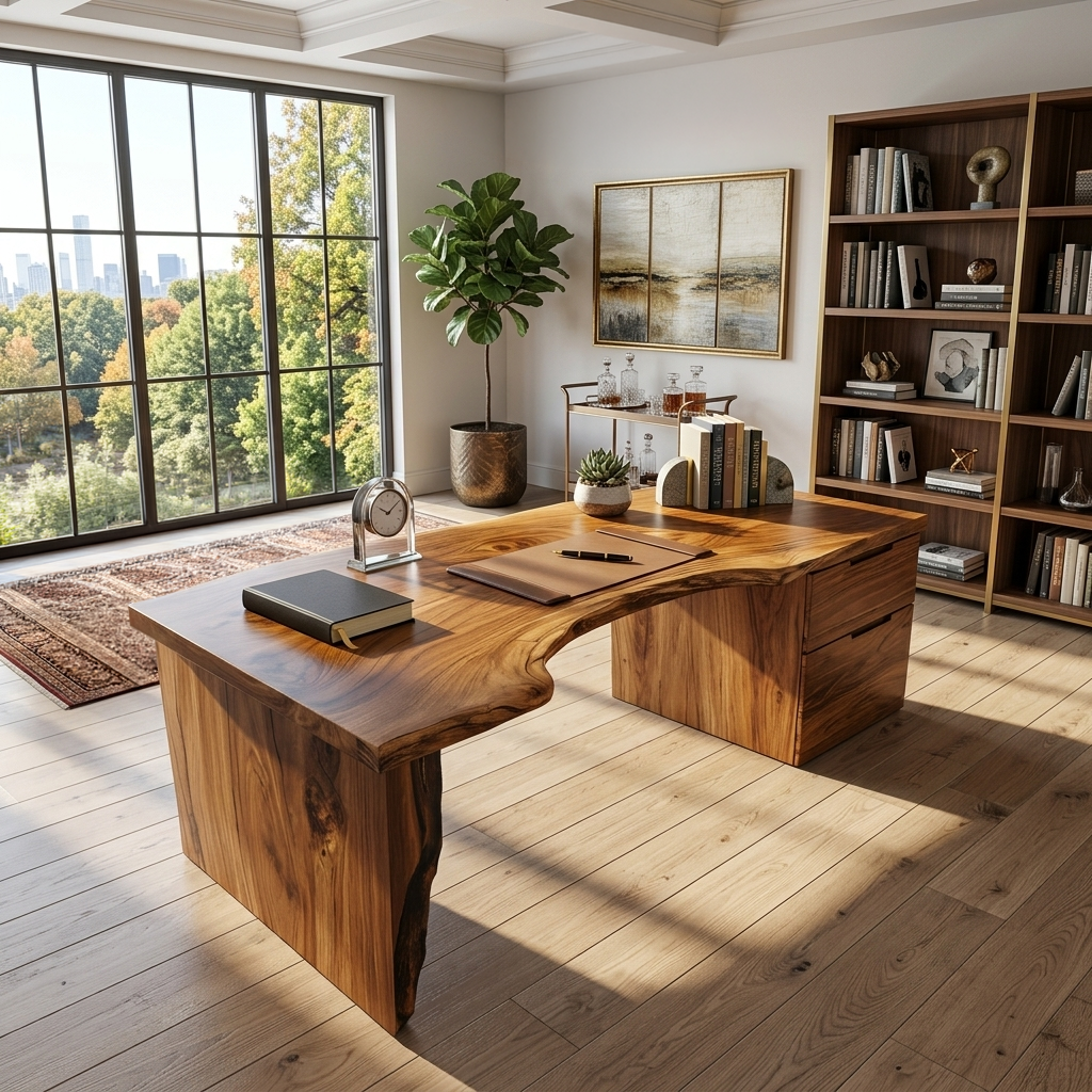 Organic Live Edge Desk For Office Or Studio Interior - Image 3