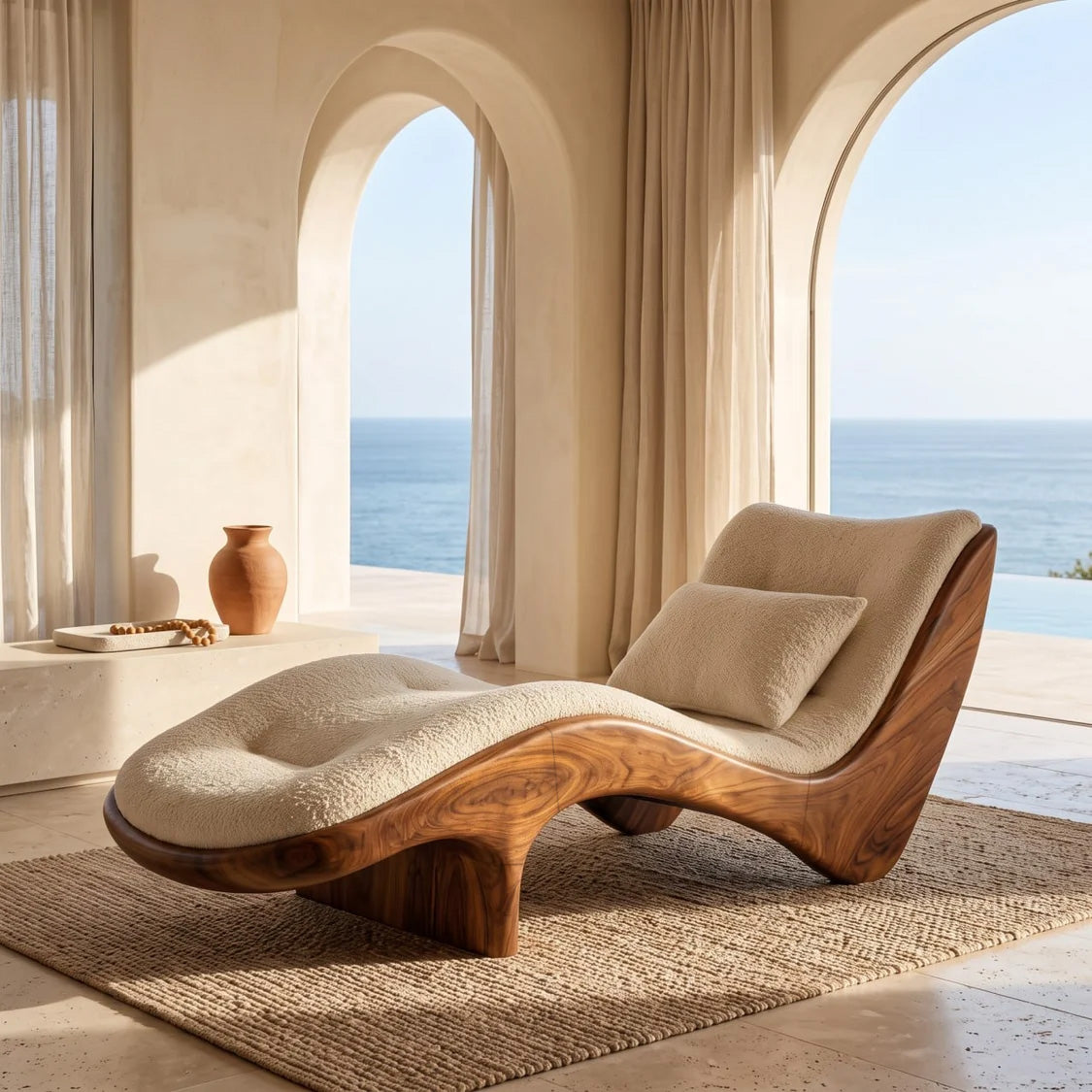 Organic Modern Natural Wood Lounge Chair For Reading Nook - Image 2
