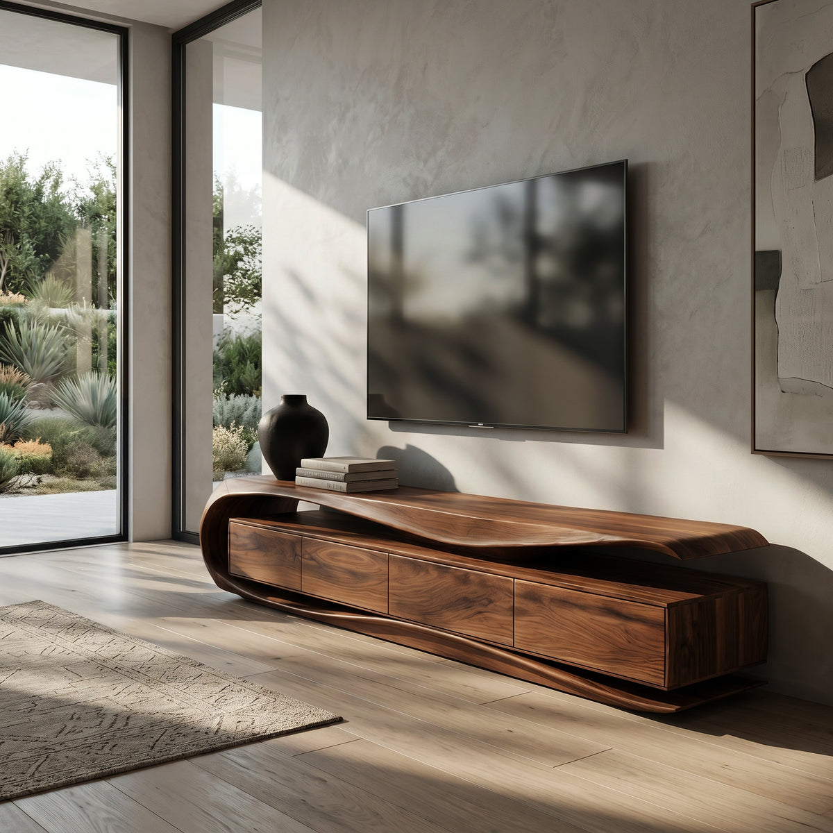 Modern Organic TV Console For Living Room Interior - Image 3