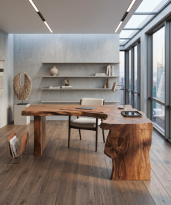 Alternative view of Rustic Live Edge L Shaped Desk For Home Workspace