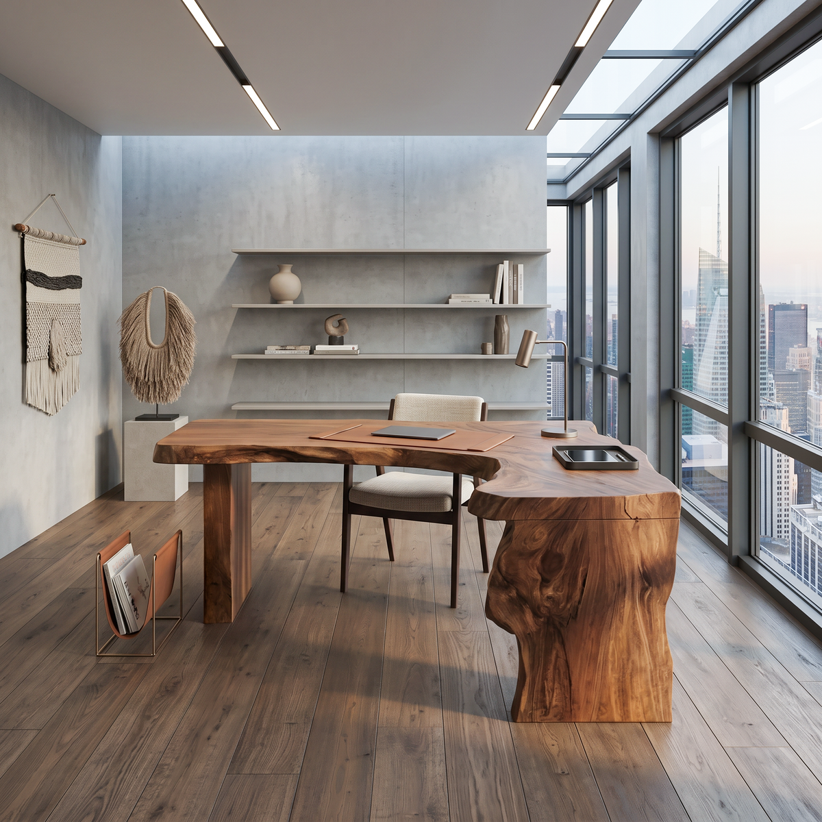 Rustic Live Edge L Shaped Desk For Home Workspace - Image 2
