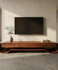 Alternative view of Sculpted Curved Media Console With Storage For Living Room