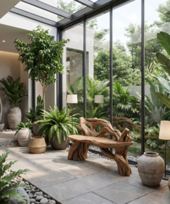 Alternative view of Handcrafted Branch Bench Outdoor Decor For Hand Carved Gardens