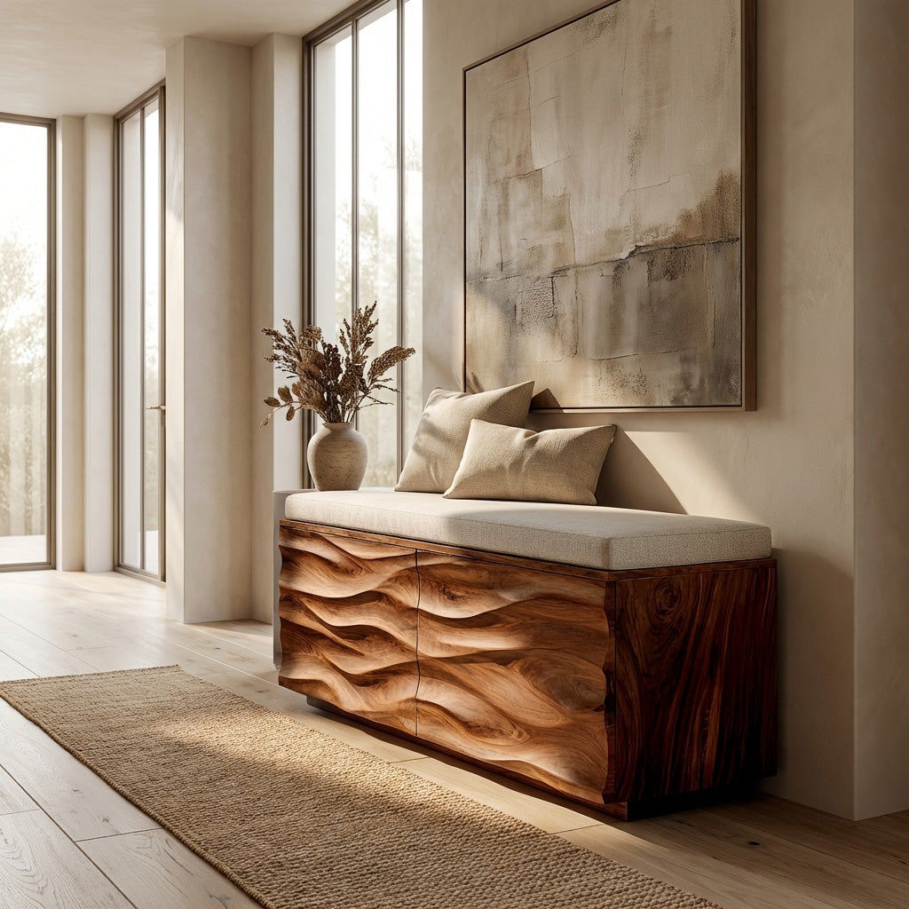 Modern Wave Storage Bench For Home Decor - Image 2