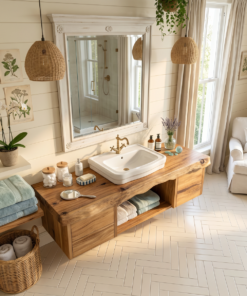 Alternative view of Natural Wood Floating Vanity For Bathroom Upgrade