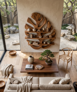 Alternative view of Wood Monstera Leaf Bookshelf For Modern Minimalist Home