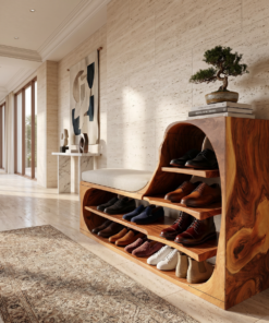 Rustic Shoe Bench Rack For Entryway Hallway Storage Corner