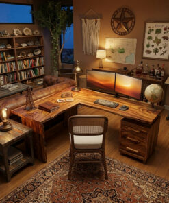 Alternative view of Modern L Shaped Wood Desk With Drawers For Home Office Or Vanity