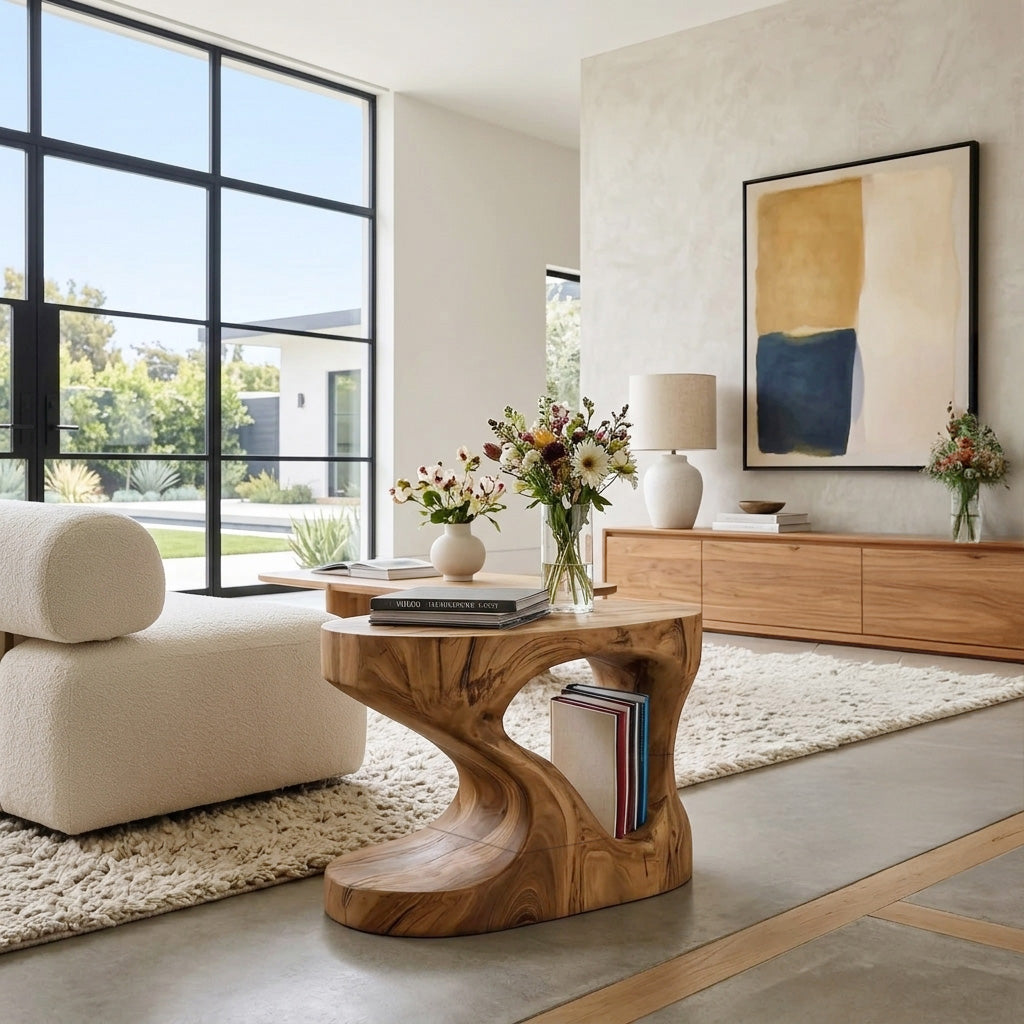 Modern Organic Side Table For Living Room Or Bedroom - Image 2